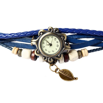 Beautiful Bohemian Style Retro Handmade Leather Tree Leaf Women's Watch