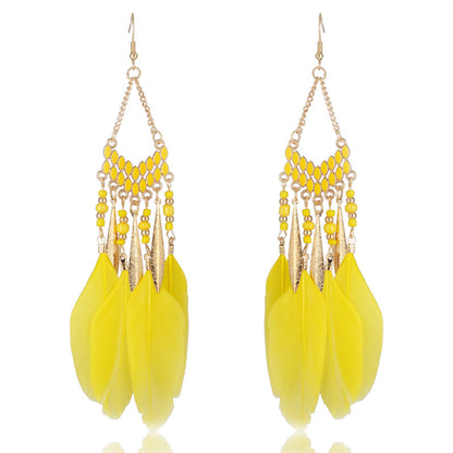 V-shaped Personality Long Feather Earrings