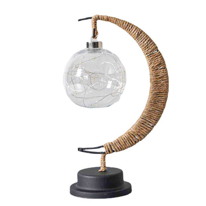 LED Star Moon Light Apple Vine Ball Creative Table Lamp Hemp Rope Iron Art USB Decorative Night Light