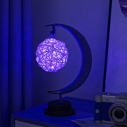 LED Star Moon Light Apple Vine Ball Creative Table Lamp Hemp Rope Iron Art USB Decorative Night Light