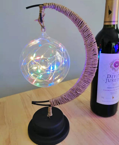 LED Star Moon Light Apple Vine Ball Creative Table Lamp Hemp Rope Iron Art USB Decorative Night Light