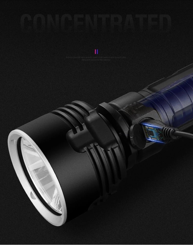 Strong Flashlight Focusing Led Light Rechargeable Super Bright