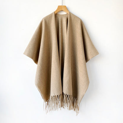 Premium Oatmeal Cashmere-like Large Shawl Outerwear