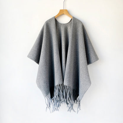 Premium Oatmeal Cashmere-like Large Shawl Outerwear