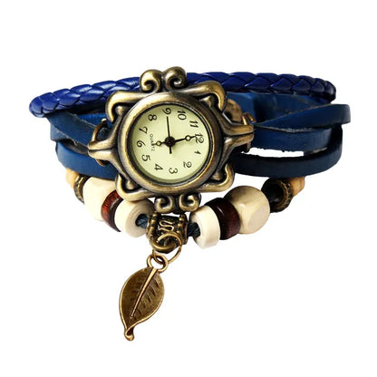 Beautiful Bohemian Style Retro Handmade Leather Tree Leaf Women's Watch