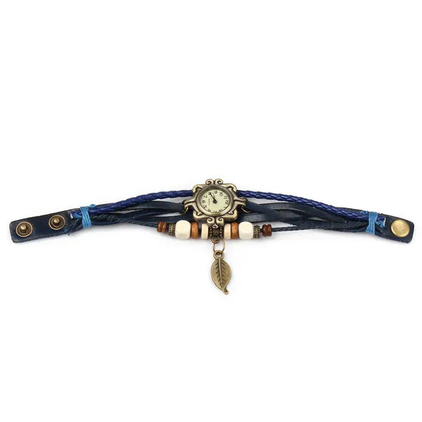 Beautiful Bohemian Style Retro Handmade Leather Tree Leaf Women's Watch