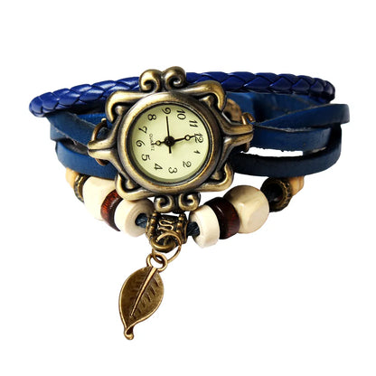 Beautiful Bohemian Style Retro Handmade Leather Tree Leaf Women's Watch